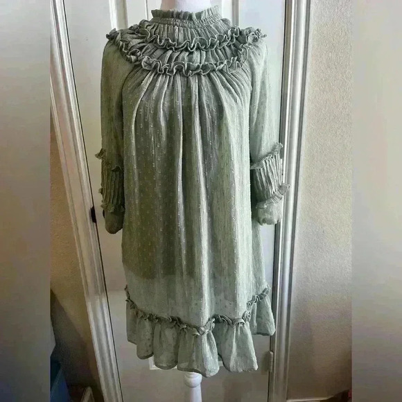 Zara kids sage green ruffled dress - Picture 2 of 7